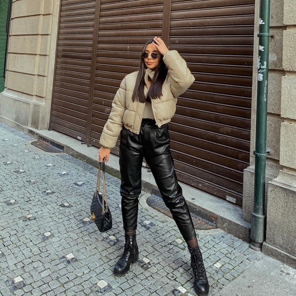 🔥LAST 1🔥NWT Zara Faux Leather Padded Jacket - Picture 3 of 13